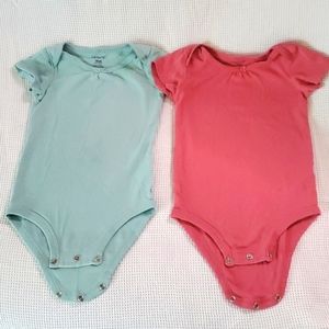 Carter's Mint and Coral onesies